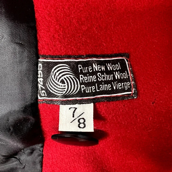 International Scene‎ Vintage Red Wool Double Breasted Coat Size 7/8 - Picture 13 of 14